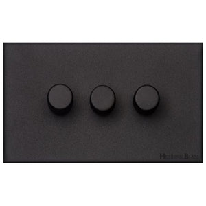 Windsor Range Matt Black Switches & Sockets, WBK - 3G Multi Location Secondary Dimmer by Heritage Brass By M-Marcus