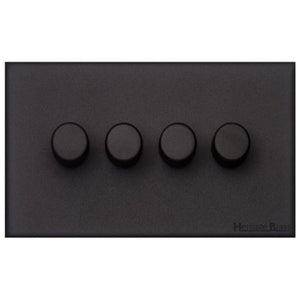 Windsor Range Jet Black (Project Finish) 4 Gang TED Dimmer (Compatible with LED Lamps)