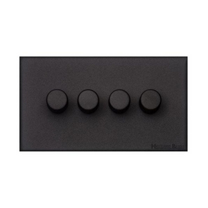 Windsor Range Matt Black Switches & Sockets, WBK - 2 Gang Dimmer 400 watts (Compatible with halogen/ incandescent bulbs) by Heritage Brass By M-Marcus