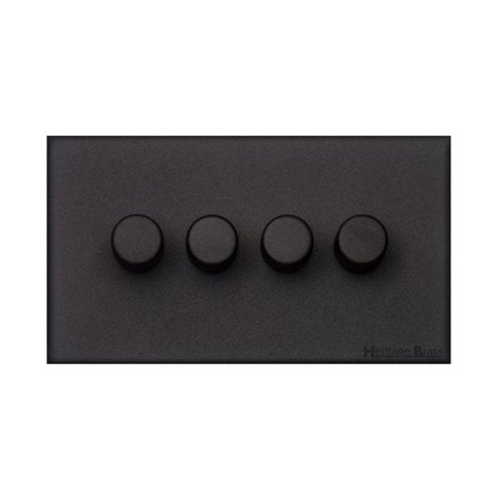 Windsor Range Matt Black Switches & Sockets, WBK - 2 Gang Dimmer 400 watts (Compatible with halogen/ incandescent bulbs) by Heritage Brass By M-Marcus