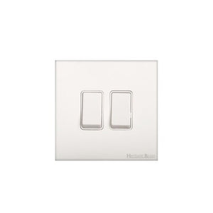 Windsor Range Matt White Switches & Sockets, WNW - 2 Gang Rocker Switch by Heritage Brass By M-Marcus