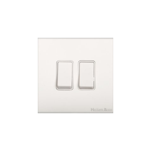 Windsor Range Matt White Switches & Sockets, WNW - 2 Gang Rocker Switch by Heritage Brass By M-Marcus