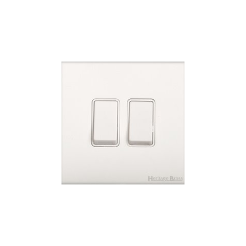 Windsor Range Matt White Switches & Sockets, WNW - 2 Gang Rocker Switch by Heritage Brass By M-Marcus