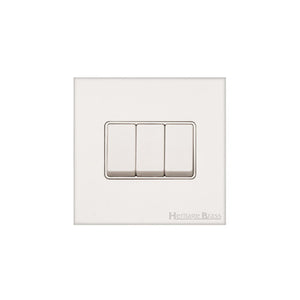 Windsor Range Matt White Switches & Sockets, WNW - 3 Gang Rocker Switch by Heritage Brass By M-Marcus