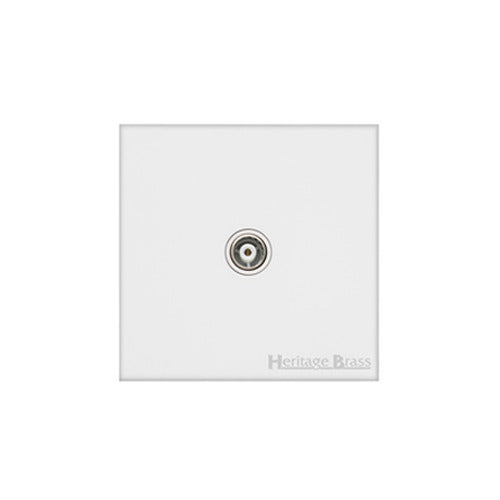 Windsor Range Matt White Switches & Sockets, WNW - 1 Gang Non-Isolated TV Coaxial Socket by Heritage Brass By M-Marcus