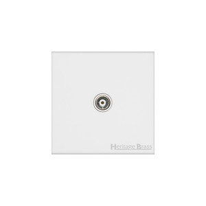 Windsor Range Matt White Switches & Sockets, WNW - 1 Gang Non-Isolated TV Coaxial Socket by Heritage Brass By M-Marcus