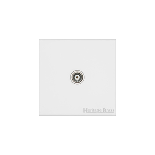 Windsor Range Matt White Switches & Sockets, WNW - 1 Gang Non-Isolated TV Coaxial Socket by Heritage Brass By M-Marcus