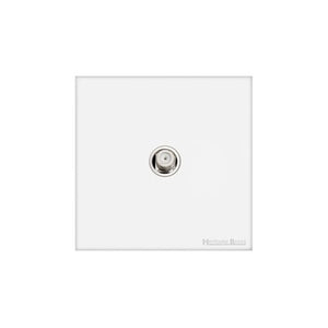 Windsor Range Matt White Switches & Sockets, WNW - 1 Gang Satellite Socket by Heritage Brass By M-Marcus