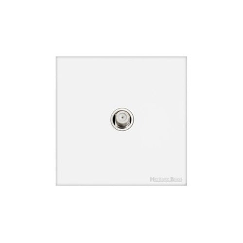 Windsor Range Matt White Switches & Sockets, WNW - 1 Gang Satellite Socket by Heritage Brass By M-Marcus