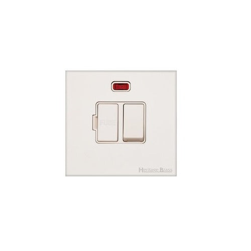 Windsor Range Matt White Switches & Sockets, WNW - Switched Spur with Neon (13 Amp) by Heritage Brass By M-Marcus