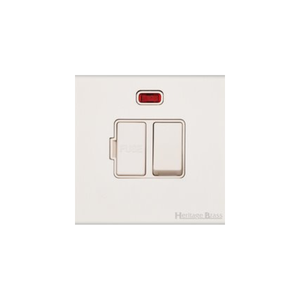 Windsor Range Matt White Switches & Sockets, WNW - Switched Spur with Neon (13 Amp) by Heritage Brass By M-Marcus