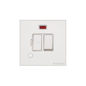 Windsor Range Matt White Switches & Sockets, WNW - Switched Spur with Neon + Cord (13 Amp) by Heritage Brass By M-Marcus