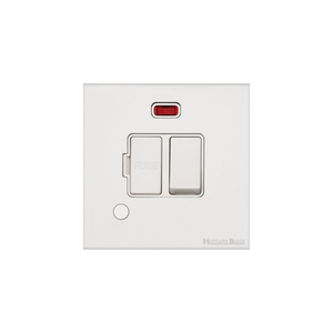 Windsor Range Matt White Switches & Sockets, WNW - Switched Spur with Neon + Cord (13 Amp) by Heritage Brass By M-Marcus