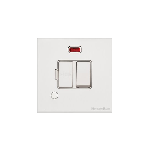Windsor Range Matt White Switches & Sockets, WNW - Switched Spur with Neon + Cord (13 Amp) by Heritage Brass By M-Marcus