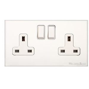 Windsor Range Matt White Switches & Sockets, WNW - Double Socket (13 Amp) by Heritage Brass By M-Marcus