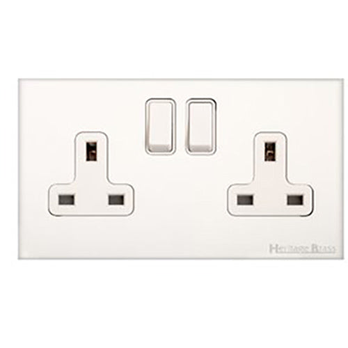 Windsor Range Matt White Switches & Sockets, WNW - Double Socket (13 Amp) by Heritage Brass By M-Marcus