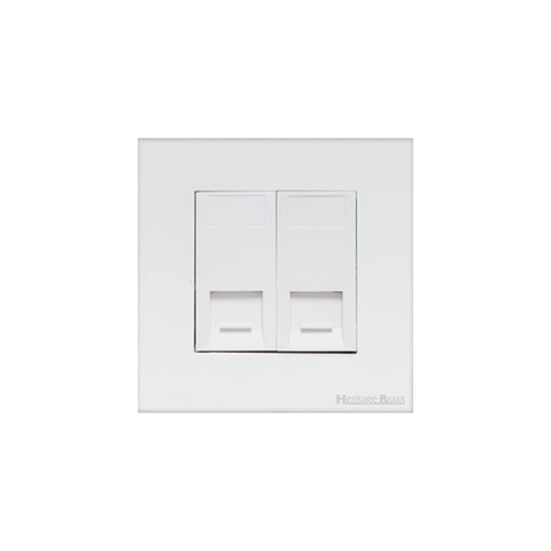Windsor Range Matt White Switches & Sockets, WNW - 2 Gang Secondary Line Socket by Heritage Brass By M-Marcus