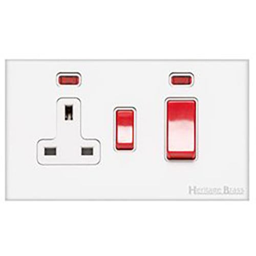 Windsor Range Matt White Switches & Sockets, WNW - 45A Cooker Unit + 13A Socket by Heritage Brass By M-Marcus