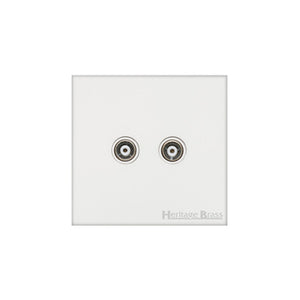 Windsor Range Matt White Switches & Sockets, WNW - TV/FM Diplexed Socket by Heritage Brass By M-Marcus