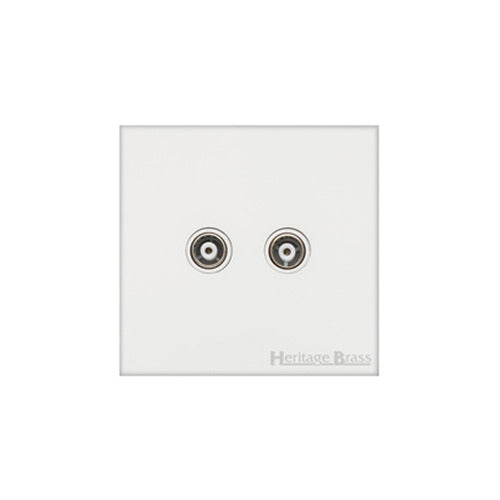 Windsor Range Matt White Switches & Sockets, WNW - TV/FM Diplexed Socket by Heritage Brass By M-Marcus