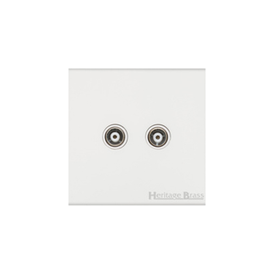 Windsor Range Matt White Switches & Sockets, WNW - TV/FM Diplexed Socket by Heritage Brass By M-Marcus