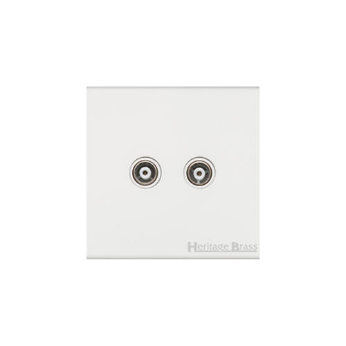 Windsor Range Matt White Switches & Sockets, WNW - TV/FM Diplexed Socket by Heritage Brass By M-Marcus
