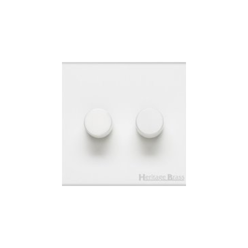 Windsor Range Matt White Switches & Sockets, WNW - 2 Gang Dimmer 250 watts (Compatible with halogen/ incandescent bulbs) by Heritage Brass By M-Marcus