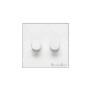 Windsor Range Matt White Switches & Sockets, WNW - 2 Gang TED Dimmer (Compatible with LED Lamps) by Heritage Brass By M-Marcus