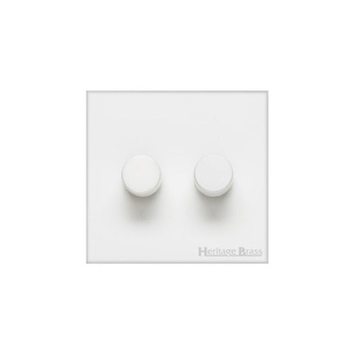Windsor Range Matt White Switches & Sockets, WNW - 2 Gang TED Dimmer (Compatible with LED Lamps) by Heritage Brass By M-Marcus