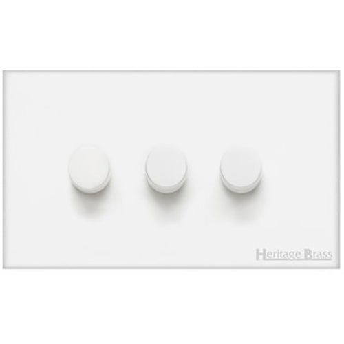 Windsor Range Matt White Switches & Sockets, WNW - 3 Gang Dimmer 250 watts (Compatible with halogen/ incandescent bulbs) by Heritage Brass By M-Marcus