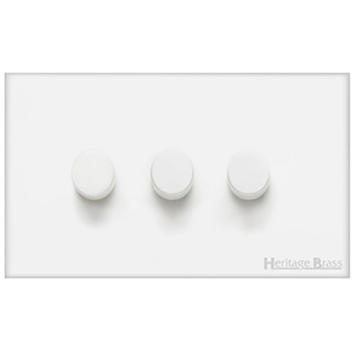 Windsor Range Matt White Switches & Sockets, WNW - 3 Gang Dimmer 400 watts (Compatible with halogen/ incandescent bulbs) by Heritage Brass By M-Marcus