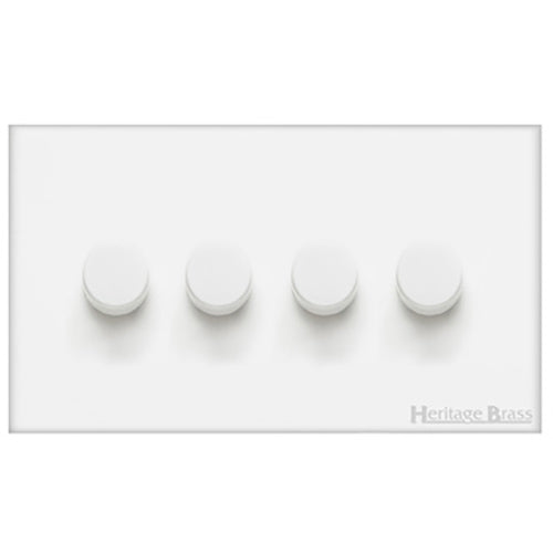 Windsor Range Matt White Switches & Sockets, WNW - 4 Gang Dimmer 400 watts(Compatible with halogen/ incandescent bulbs) by Heritage Brass By M-Marcus