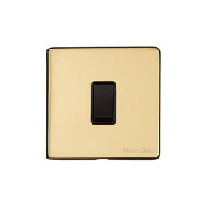 Vintage Range Polished Brass Switches & Sockets, X01 - 1 Gang Intermediate Rocker Switch by Heritage Brass By M-Marcus