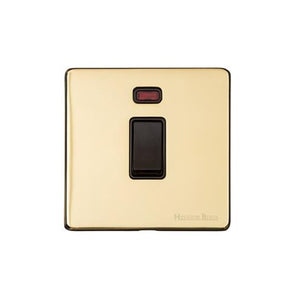 Vintage Range Polished Brass Switches & Sockets, X01 - 20A Double Pole Switch with Neon by Heritage Brass By M-Marcus