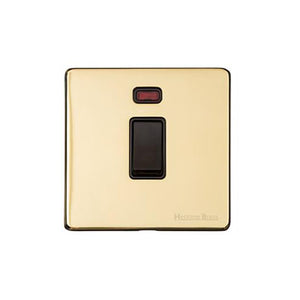 Vintage Range Polished Brass Switches & Sockets, X01 - 20A Double Pole Switch with Neon by Heritage Brass By M-Marcus