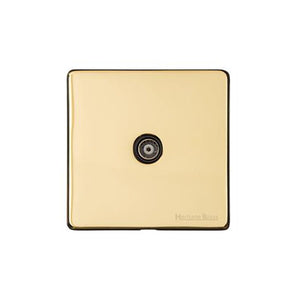 Vintage Range Polished Brass Switches & Sockets, X01 - 1 Gang Isolated TV Coaxial Socket by Heritage Brass By M-Marcus