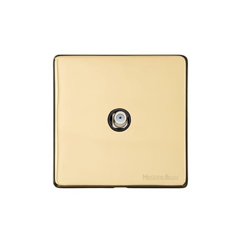 Vintage Range Polished Brass Switches & Sockets, X01 - 1 Gang Satellite Socket by Heritage Brass By M-Marcus