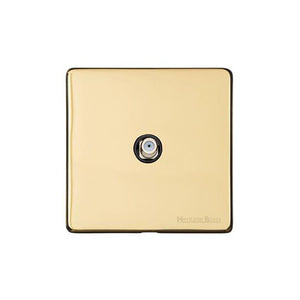 Vintage Range Polished Brass Switches & Sockets, X01 - 1 Gang Satellite Socket by Heritage Brass By M-Marcus
