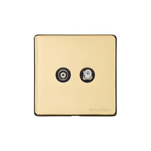Vintage Range Polished Brass Switches & Sockets, X01 - TV/Satellite Socket by Heritage Brass By M-Marcus