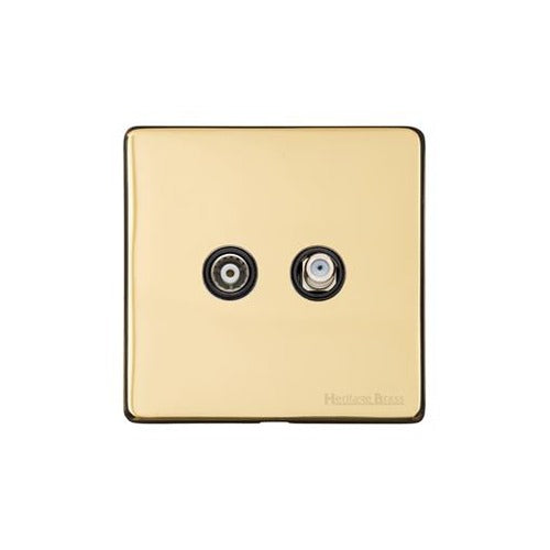 Vintage Range Polished Brass Switches & Sockets, X01 - TV/Satellite Socket by Heritage Brass By M-Marcus