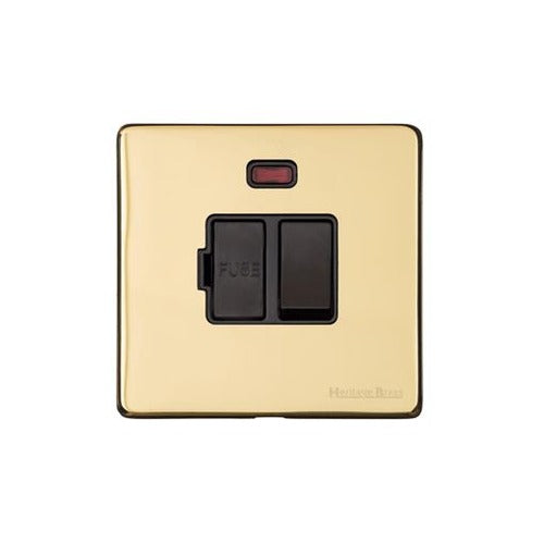 Vintage Range Polished Brass Switches & Sockets, X01 - Switched Spur with Neon (13 Amp) by Heritage Brass By M-Marcus