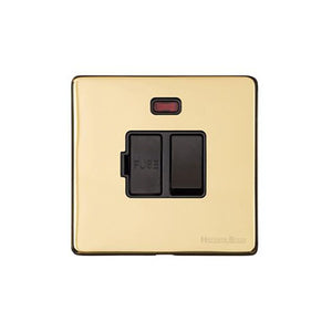 Vintage Range Polished Brass Switches & Sockets, X01 - Switched Spur with Neon (13 Amp) by Heritage Brass By M-Marcus