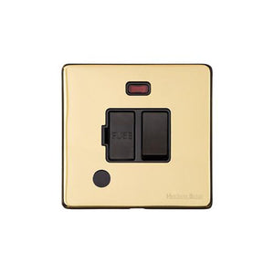 Vintage Range Polished Brass Switches & Sockets, X01 - Switched Spur with Neon + Cord (13 Amp) by Heritage Brass By M-Marcus