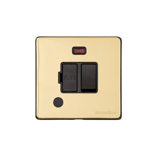 Vintage Range Polished Brass Switches & Sockets, X01 - Switched Spur with Neon + Cord (13 Amp) by Heritage Brass By M-Marcus