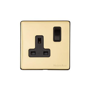 Vintage Range Polished Brass Switches & Sockets, X01 - Single Socket (13 Amp) by Heritage Brass By M-Marcus