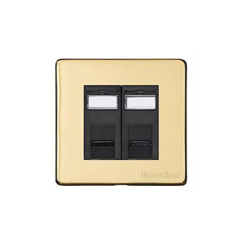 Windsor Range Polished Brass Switches & Sockets, WN1 - 2 Gang Secondary Line Socket by Heritage Brass By M-Marcus