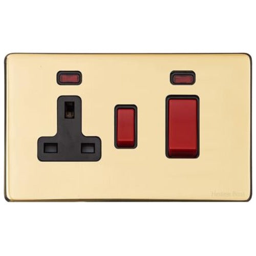 Vintage Range Polished Brass Switches & Sockets, X01 - 45A Cooker Unit + 13A Socket by Heritage Brass By M-Marcus