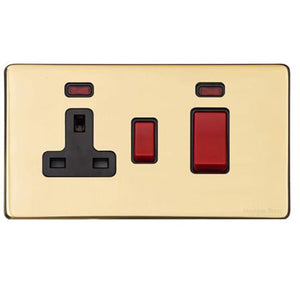 Windsor Range Polished Brass Switches & Sockets, WN1 - 45A Cooker Unit + 13A Socket by Heritage Brass By M-Marcus