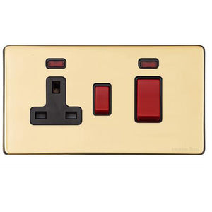 Vintage Range Polished Brass Switches & Sockets, X01 - 45A Cooker Unit + 13A Socket by Heritage Brass By M-Marcus