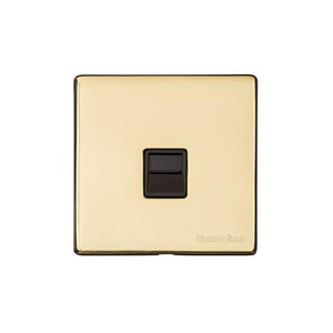 Vintage Range Unlacquered Polished Brass Switches & Sockets, XUL - 1 Gang Master Line Socket by Heritage Brass By M-Marcus